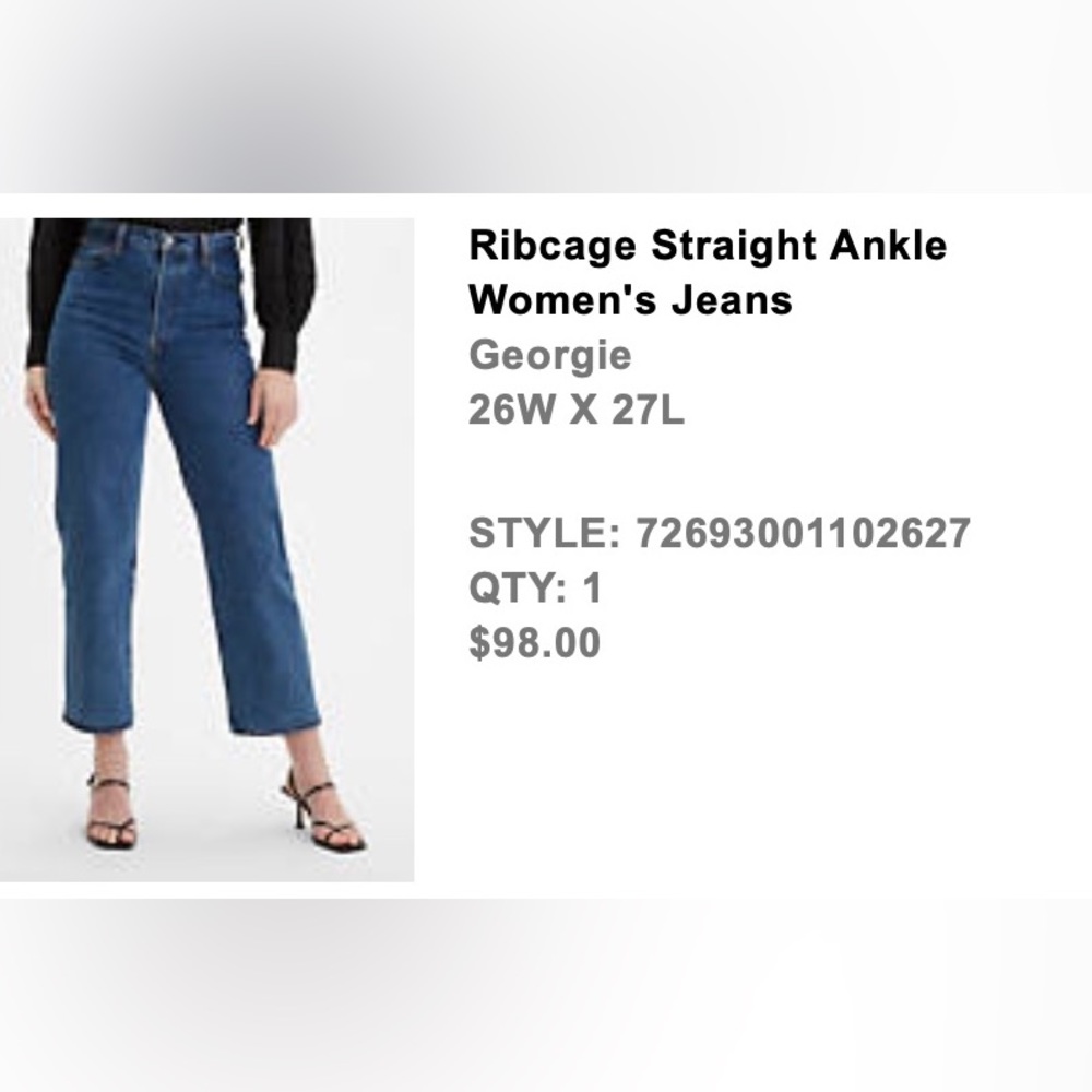 Levi’s Ribcage Straight Ankle Pants size 26x27L